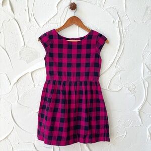 GAPKids Black and Pink Buffalo Plaid Cap Sleeve Dress - 10